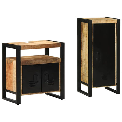 vidaXL Bathroom Furniture Set 2 pcs Brown and Black Solid Mango Wood