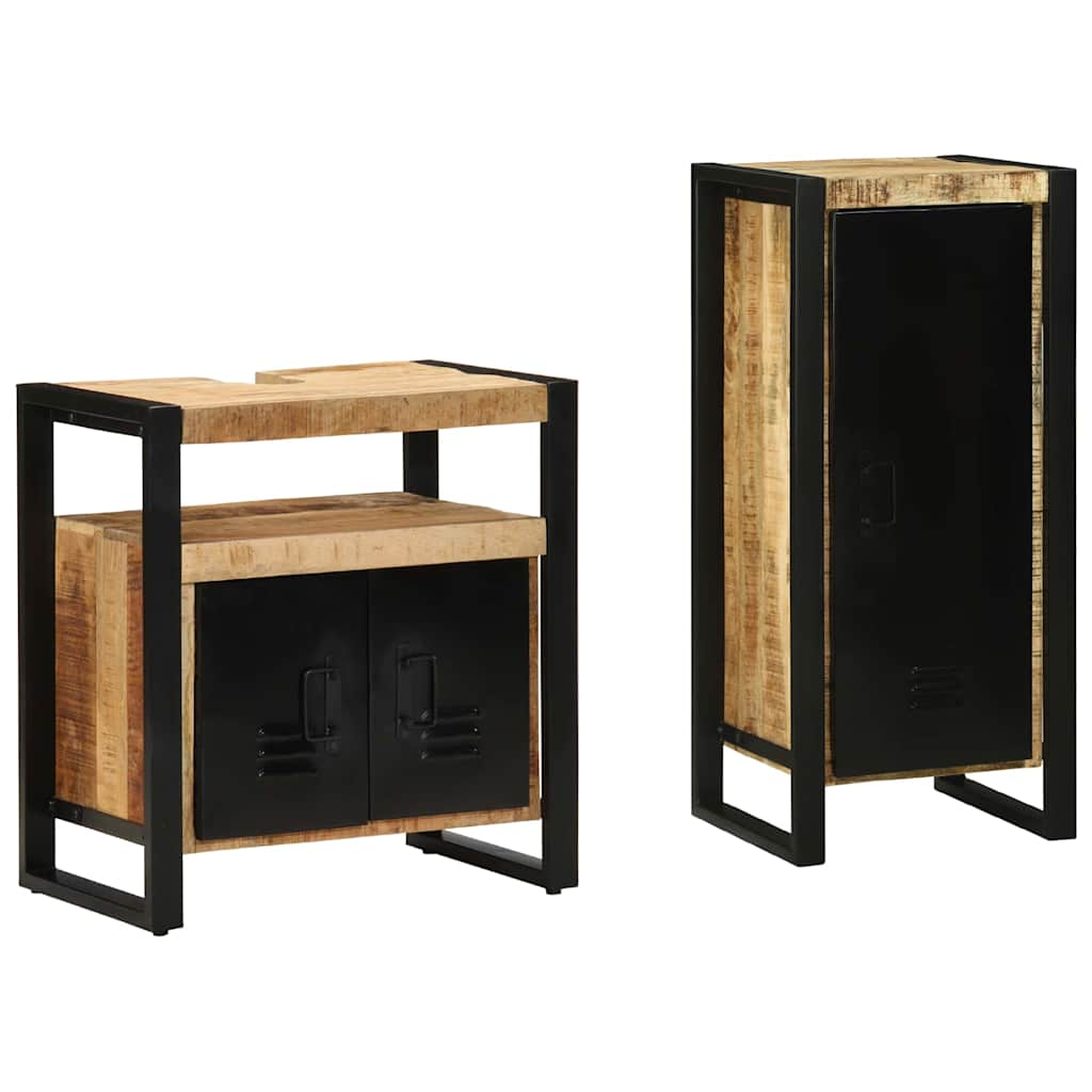 vidaXL Bathroom Furniture Set 2 pcs Brown and Black Solid Mango Wood