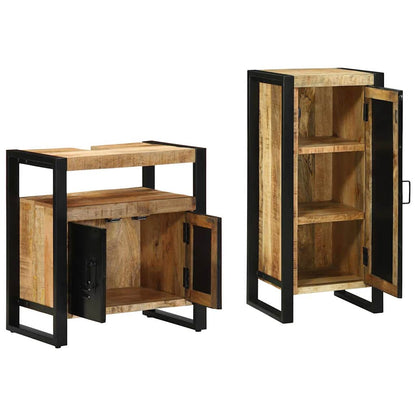 vidaXL Bathroom Furniture Set 2 pcs Brown and Black Solid Mango Wood
