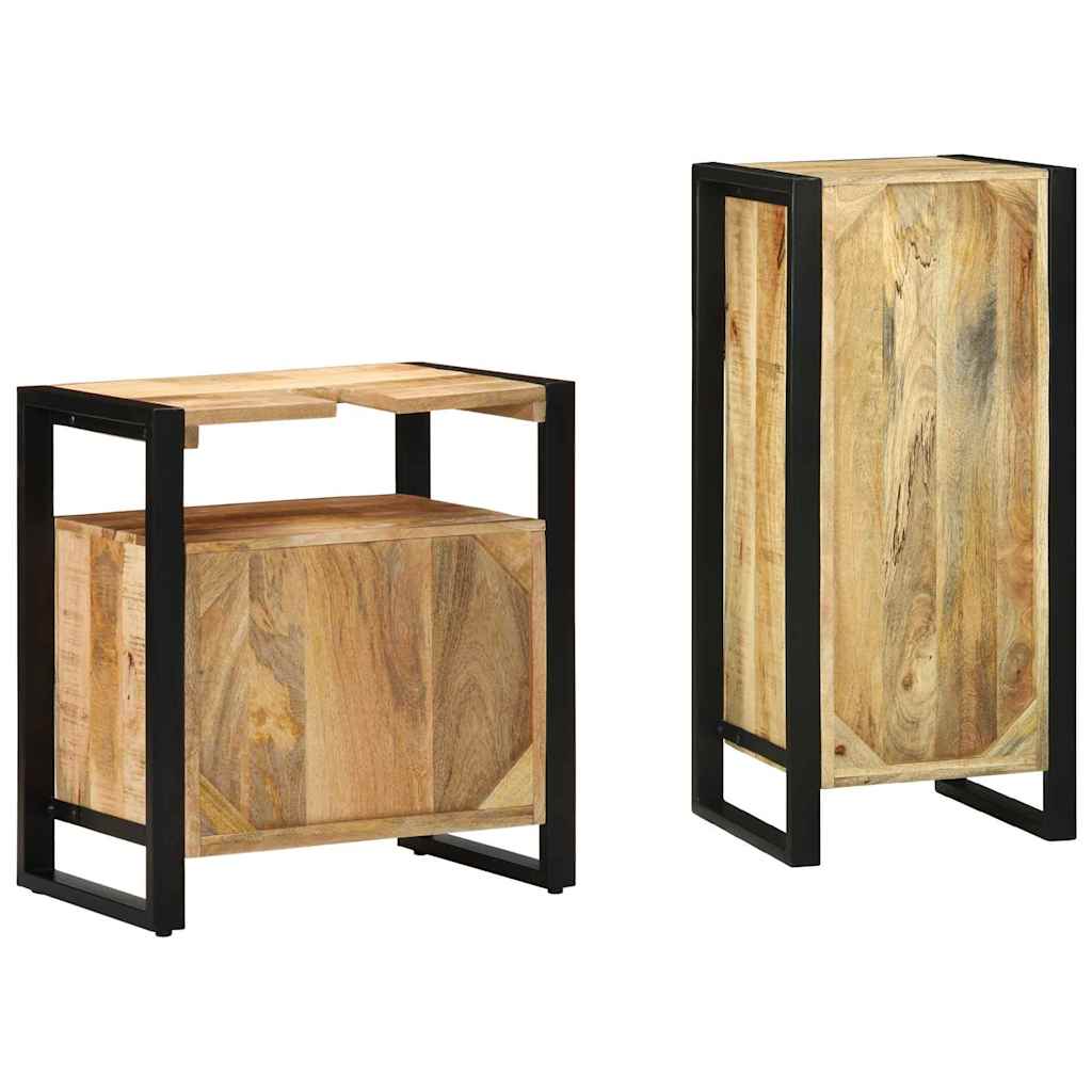 vidaXL Bathroom Furniture Set 2 pcs Brown and Black Solid Mango Wood