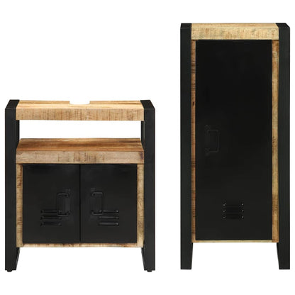 vidaXL Bathroom Furniture Set 2 pcs Brown and Black Solid Mango Wood