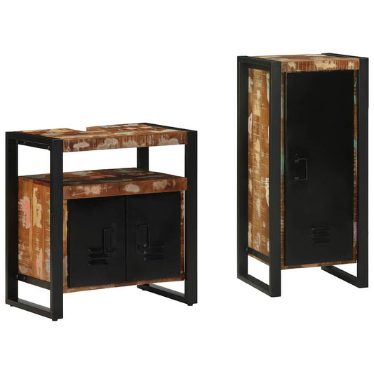 vidaXL Bathroom Furniture Set with Drawer 2 pcs Solid Reclaim Wood