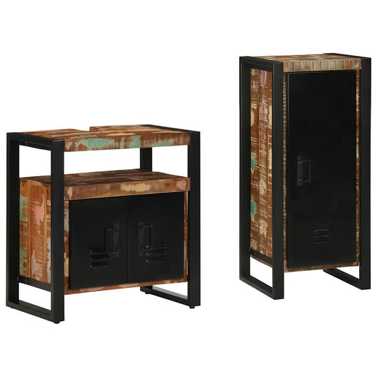 vidaXL Bathroom Furniture Set with Drawer 2 pcs Solid Reclaim Wood