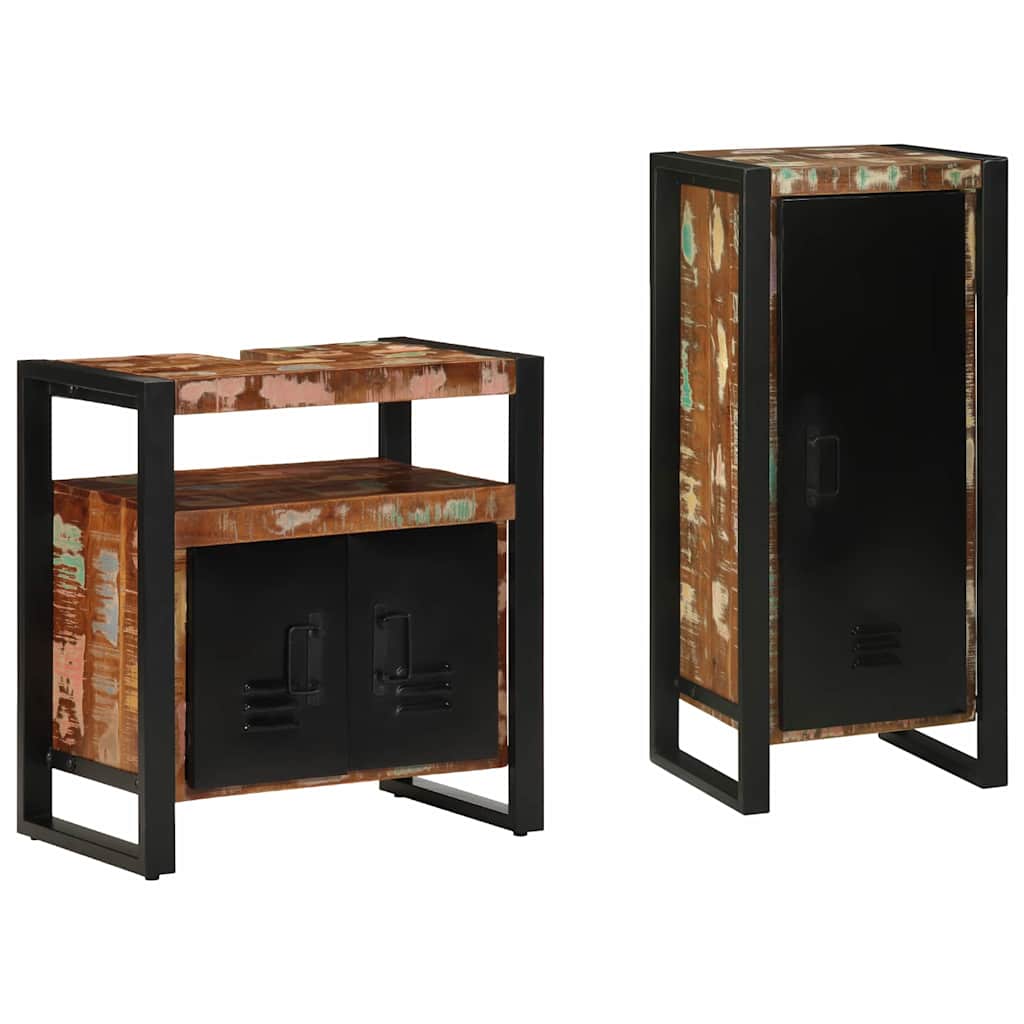 vidaXL Bathroom Furniture Set with Drawer 2 pcs Solid Reclaim Wood