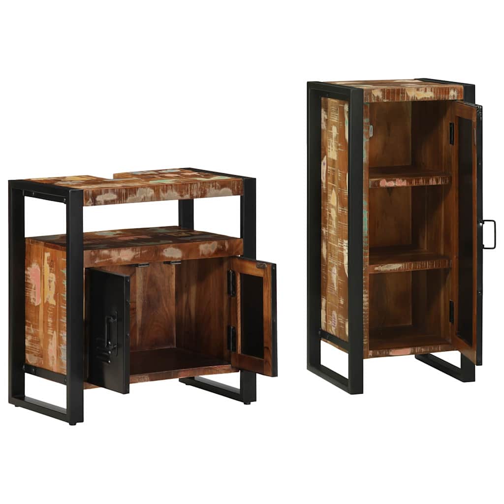 vidaXL Bathroom Furniture Set with Drawer 2 pcs Solid Reclaim Wood