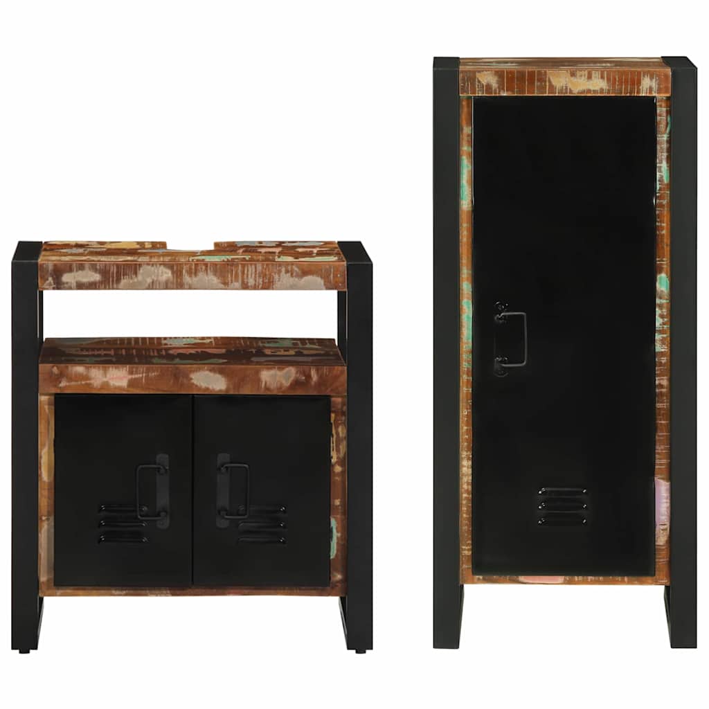 vidaXL Bathroom Furniture Set with Drawer 2 pcs Solid Reclaim Wood