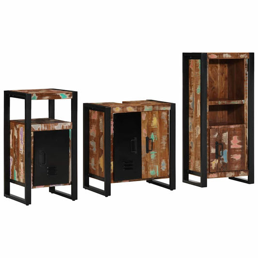 vidaXL Bathroom Furniture Set with Drawer 3 pcs Solid Reclaim Wood