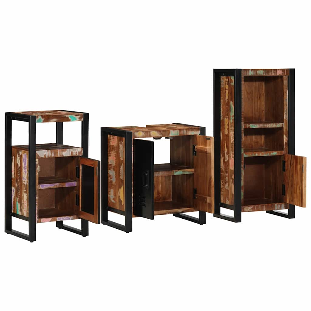 vidaXL Bathroom Furniture Set with Drawer 3 pcs Solid Reclaim Wood