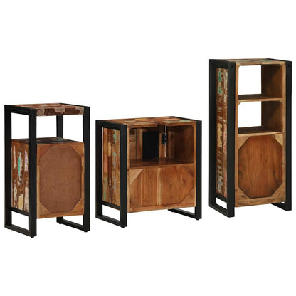 vidaXL Bathroom Furniture Set with Drawer 3 pcs Solid Reclaim Wood