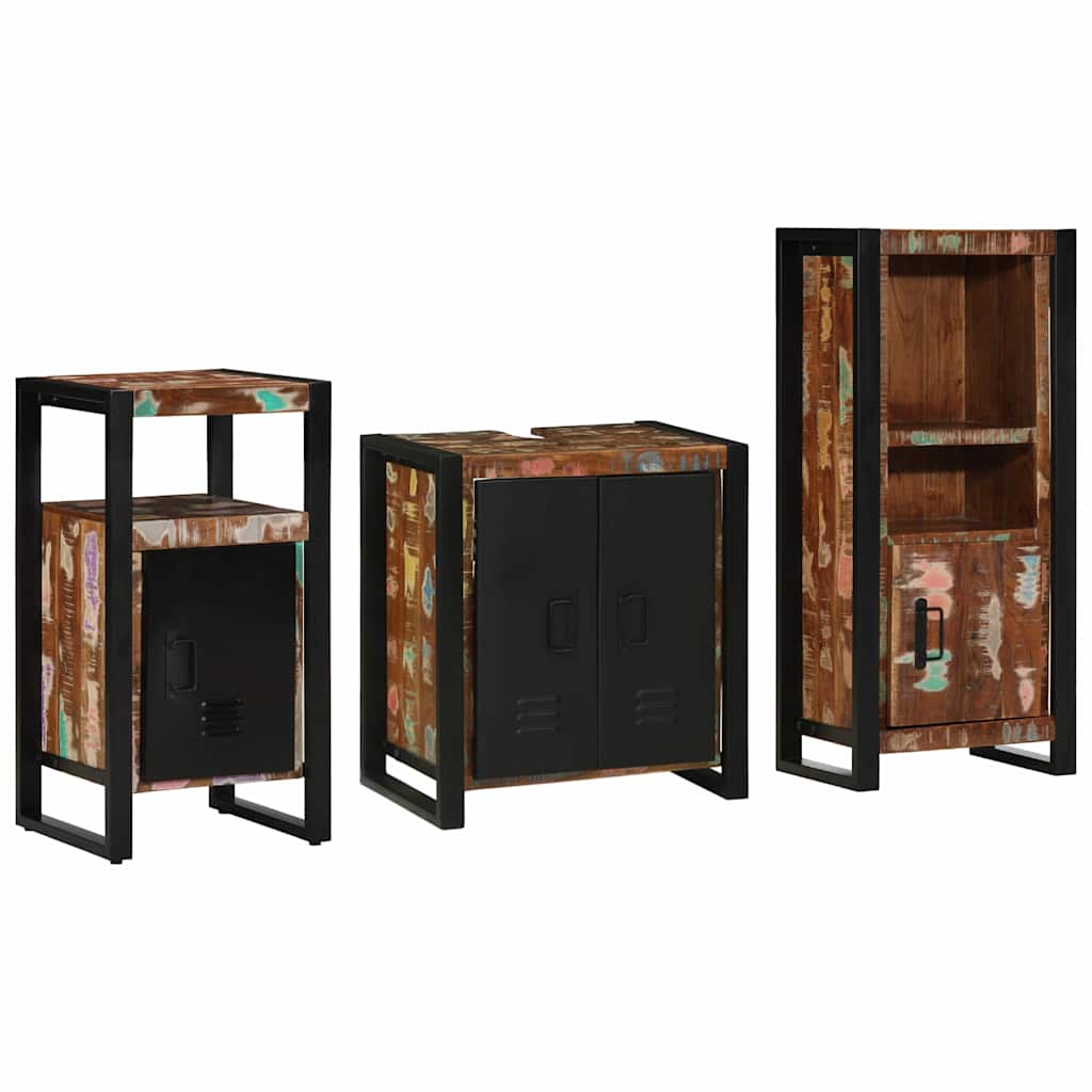 vidaXL Bathroom Furniture Set with Drawer 3 pcs Solid Reclaim Wood