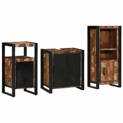 vidaXL Bathroom Furniture Set with Drawer 3 pcs Solid Reclaim Wood