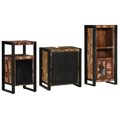 vidaXL Bathroom Furniture Set with Drawer 3 pcs Solid Reclaim Wood