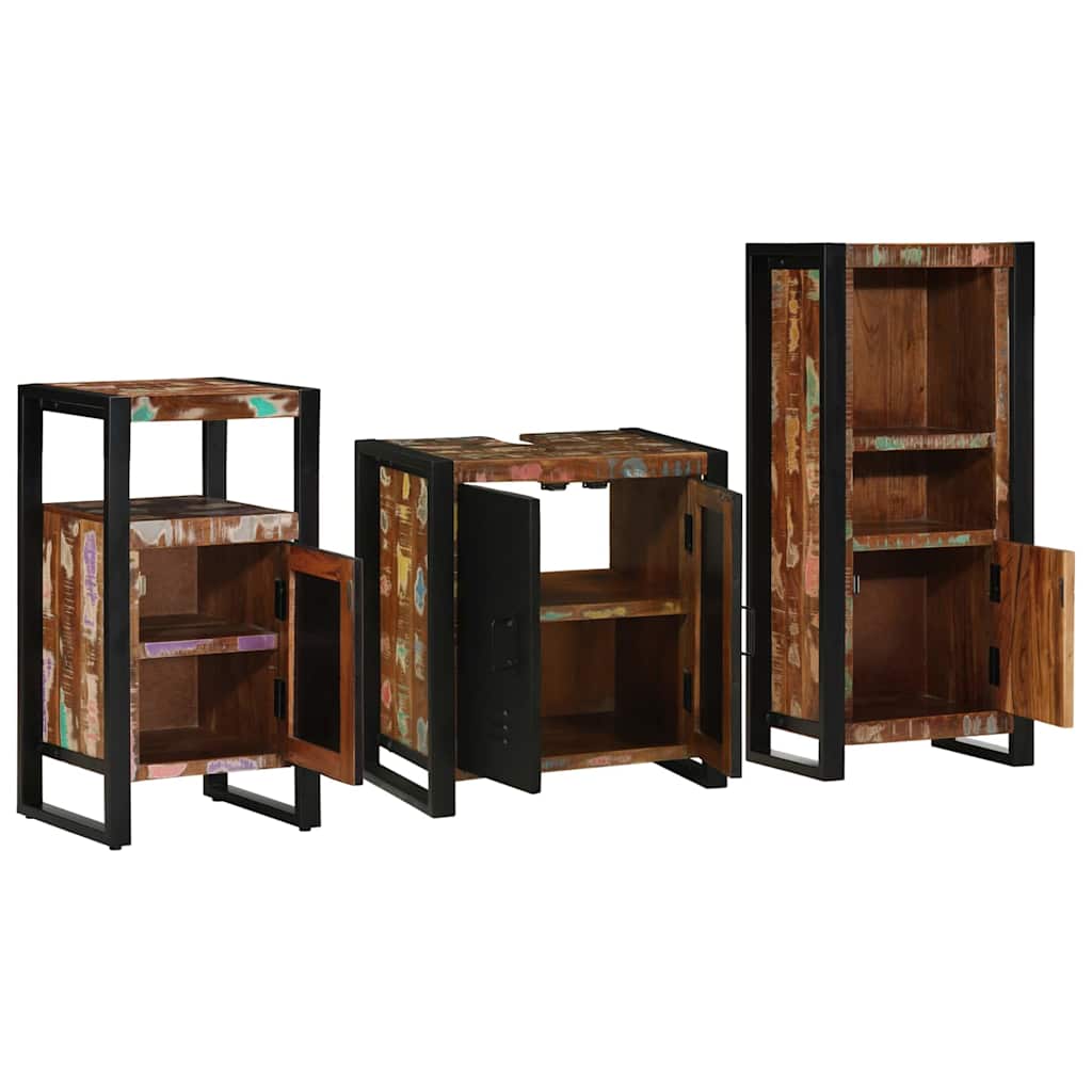 vidaXL Bathroom Furniture Set with Drawer 3 pcs Solid Reclaim Wood