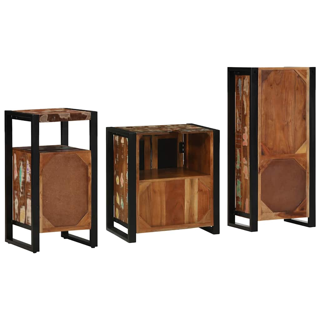 vidaXL Bathroom Furniture Set with Drawer 3 pcs Solid Reclaim Wood