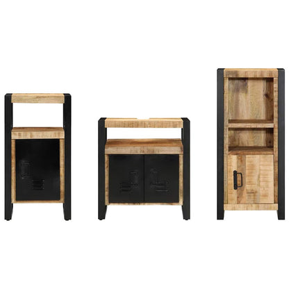 vidaXL Bathroom Furniture Set 3 pcs Brown and Black Solid Mango Wood