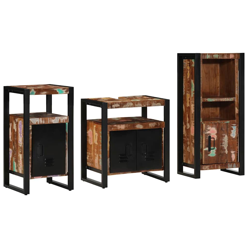 vidaXL Bathroom Furniture Set with Drawer 3 pcs Solid Reclaim Wood