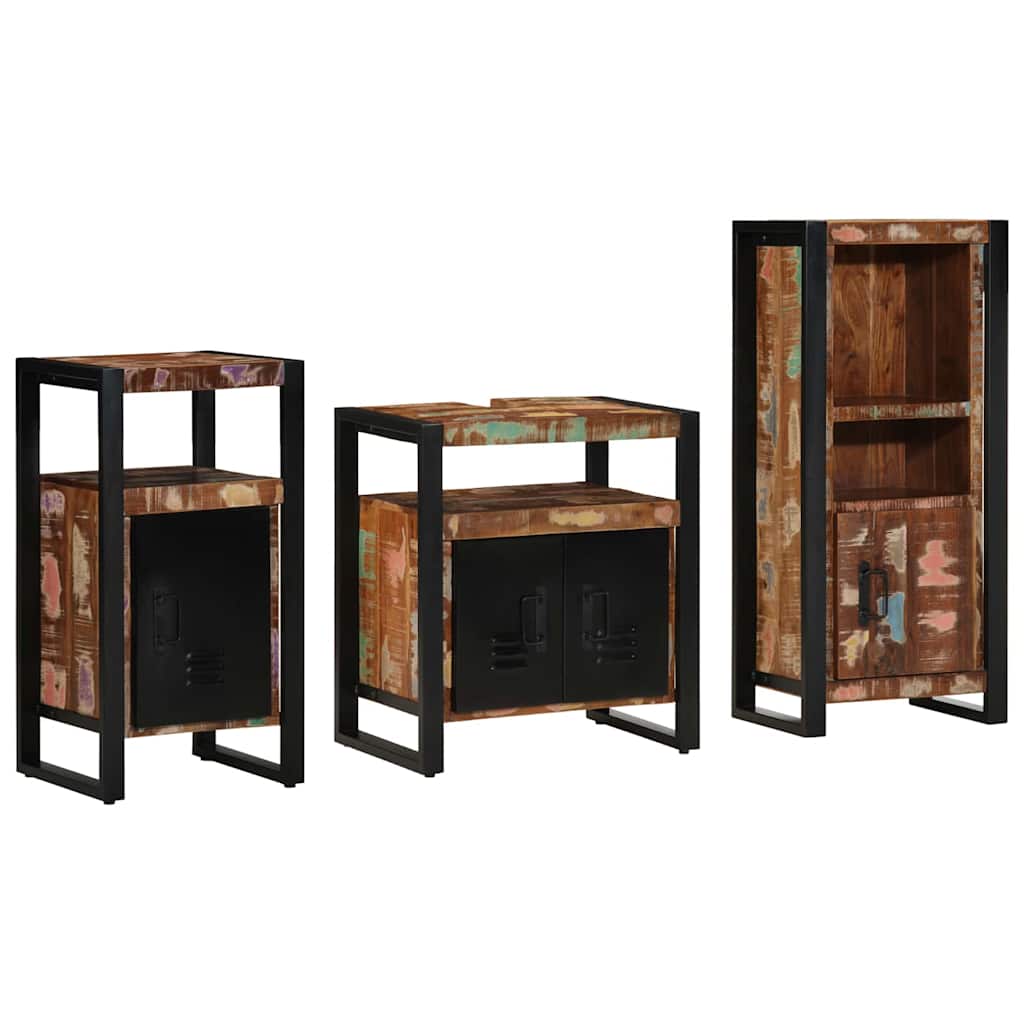 vidaXL Bathroom Furniture Set with Drawer 3 pcs Solid Reclaim Wood
