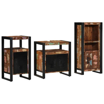 vidaXL Bathroom Furniture Set with Drawer 3 pcs Solid Reclaim Wood