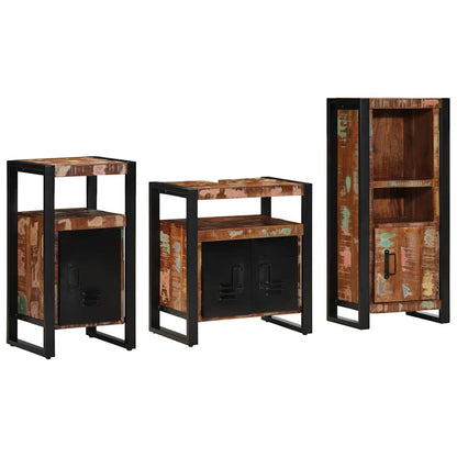 vidaXL Bathroom Furniture Set with Drawer 3 pcs Solid Reclaim Wood