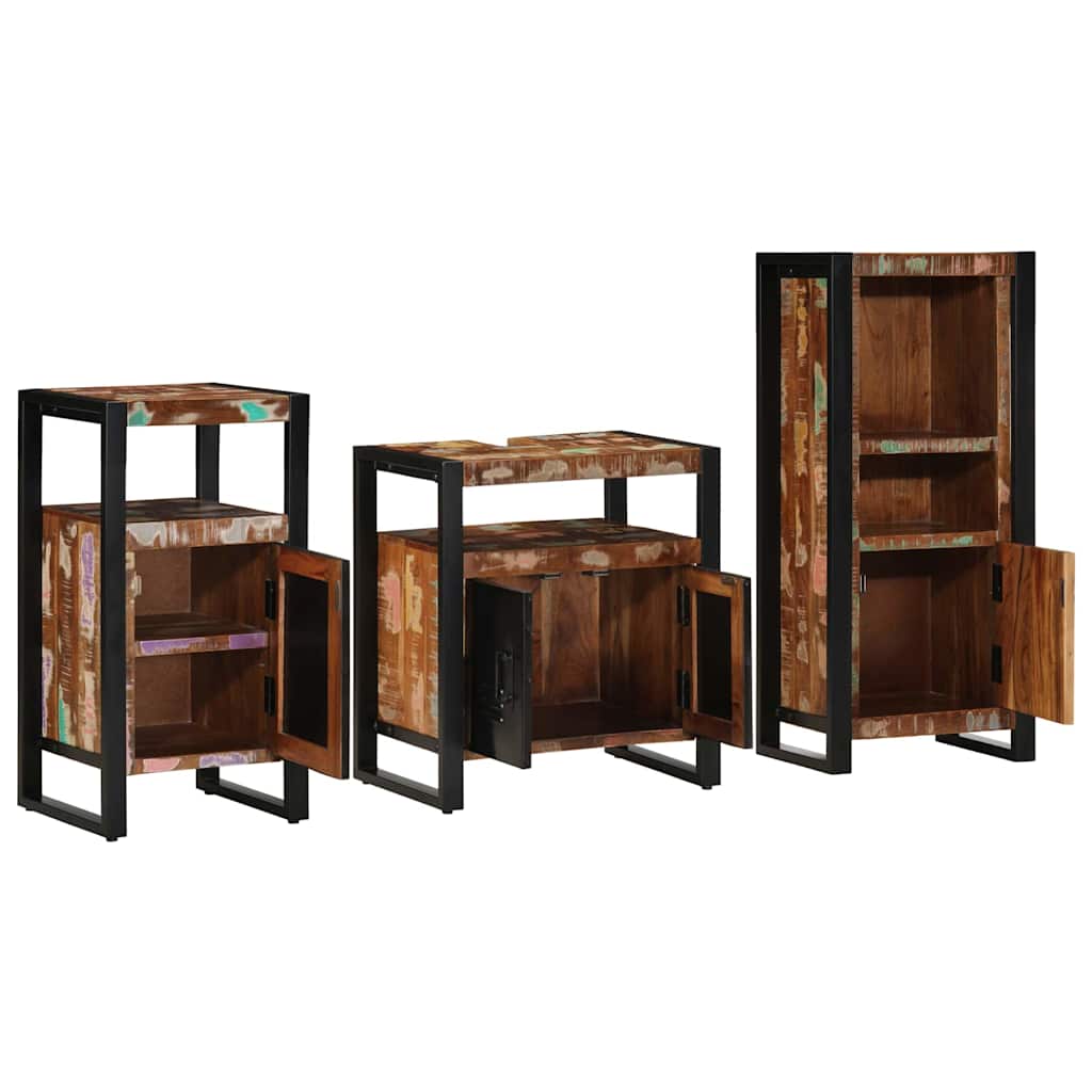 vidaXL Bathroom Furniture Set with Drawer 3 pcs Solid Reclaim Wood
