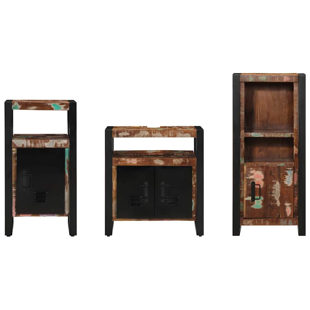 vidaXL Bathroom Furniture Set with Drawer 3 pcs Solid Reclaim Wood