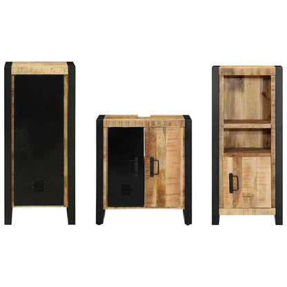 vidaXL Bathroom Furniture Set 3 pcs Brown and Black Solid Mango Wood