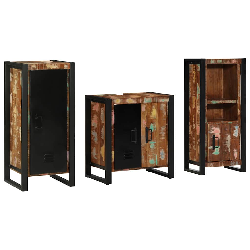 vidaXL Bathroom Furniture Set with Drawer 3 pcs Solid Reclaim Wood