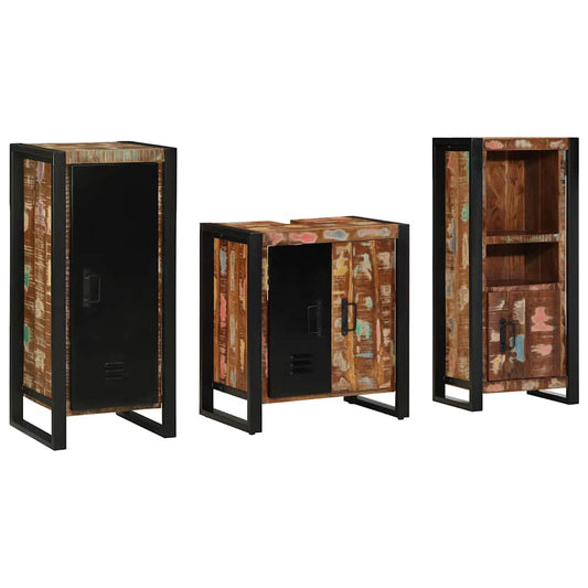 vidaXL Bathroom Furniture Set with Drawer 3 pcs Solid Reclaim Wood