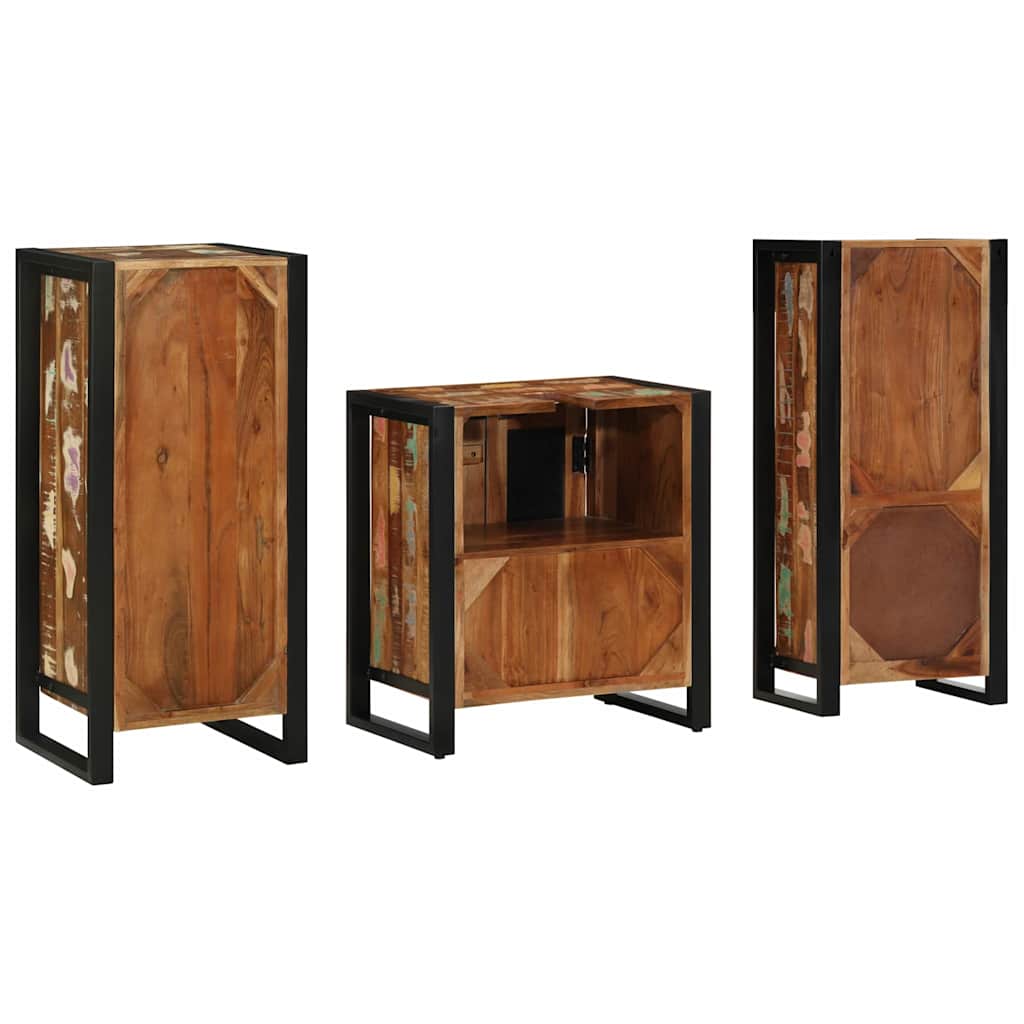 vidaXL Bathroom Furniture Set with Drawer 3 pcs Solid Reclaim Wood