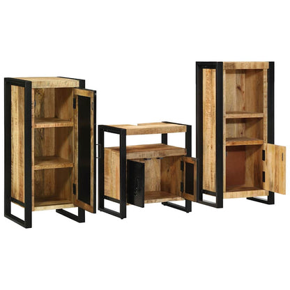 vidaXL Bathroom Furniture Set 3 pcs Brown and Black Solid Mango Wood