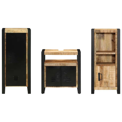 vidaXL Bathroom Furniture Set 3 pcs Brown and Black Solid Mango Wood