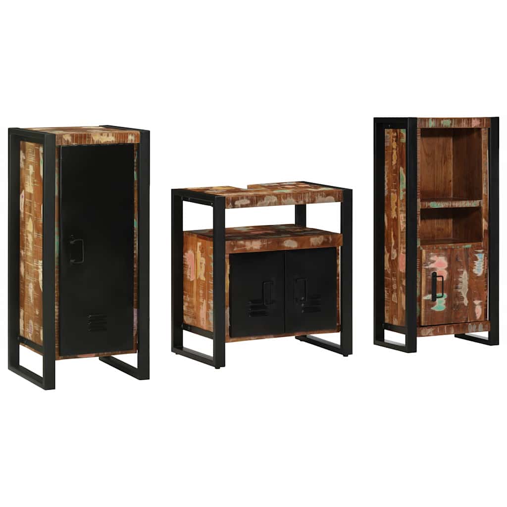 vidaXL Bathroom Furniture Set with Drawer 3 pcs Solid Reclaim Wood
