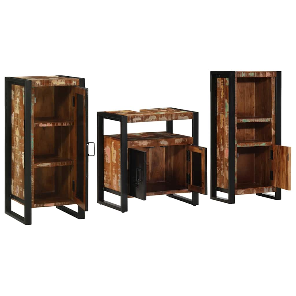 vidaXL Bathroom Furniture Set with Drawer 3 pcs Solid Reclaim Wood