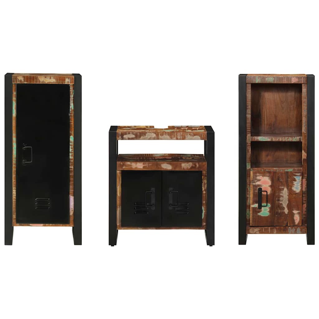 vidaXL Bathroom Furniture Set with Drawer 3 pcs Solid Reclaim Wood