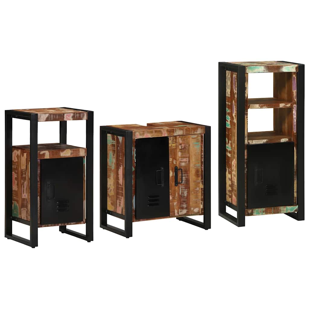 vidaXL Bathroom Furniture Set with Drawer 3 pcs Solid Reclaim Wood