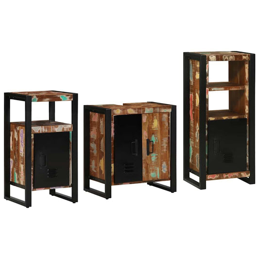 vidaXL Bathroom Furniture Set with Drawer 3 pcs Solid Reclaim Wood