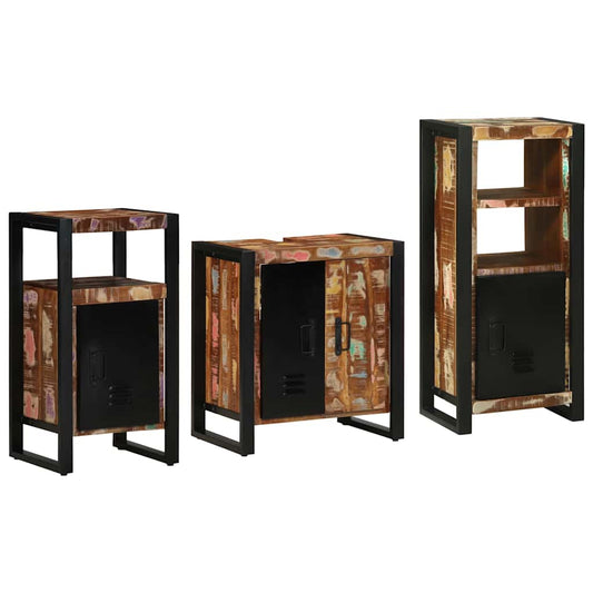 vidaXL Bathroom Furniture Set with Drawer 3 pcs Solid Reclaim Wood