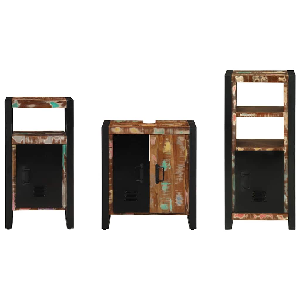 vidaXL Bathroom Furniture Set with Drawer 3 pcs Solid Reclaim Wood