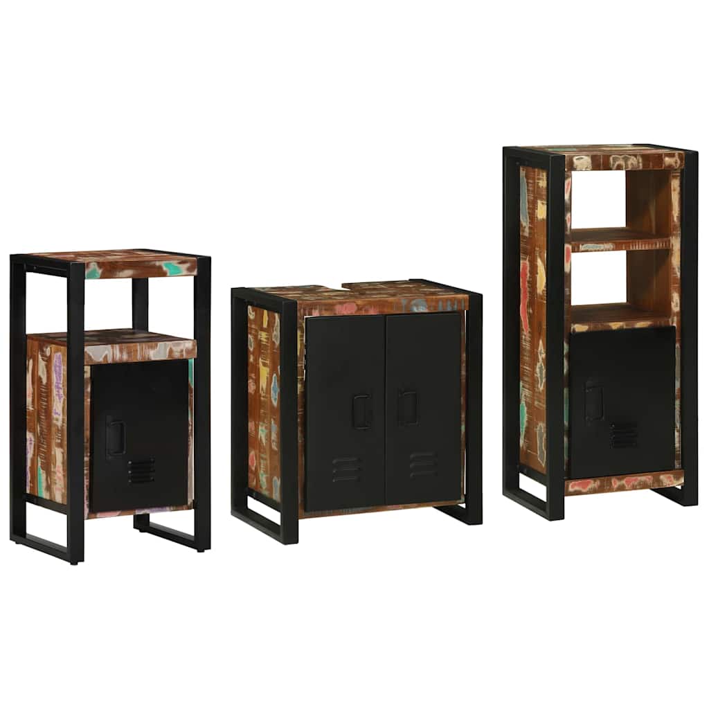 vidaXL Bathroom Furniture Set with Drawer 3 pcs Solid Reclaim Wood