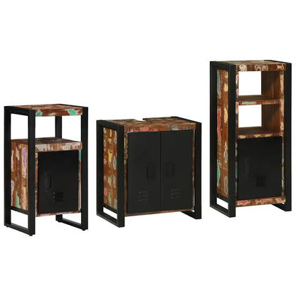 vidaXL Bathroom Furniture Set with Drawer 3 pcs Solid Reclaim Wood