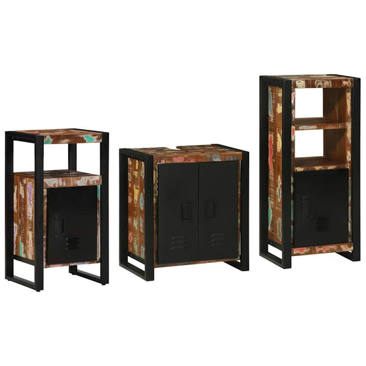 vidaXL Bathroom Furniture Set with Drawer 3 pcs Solid Reclaim Wood