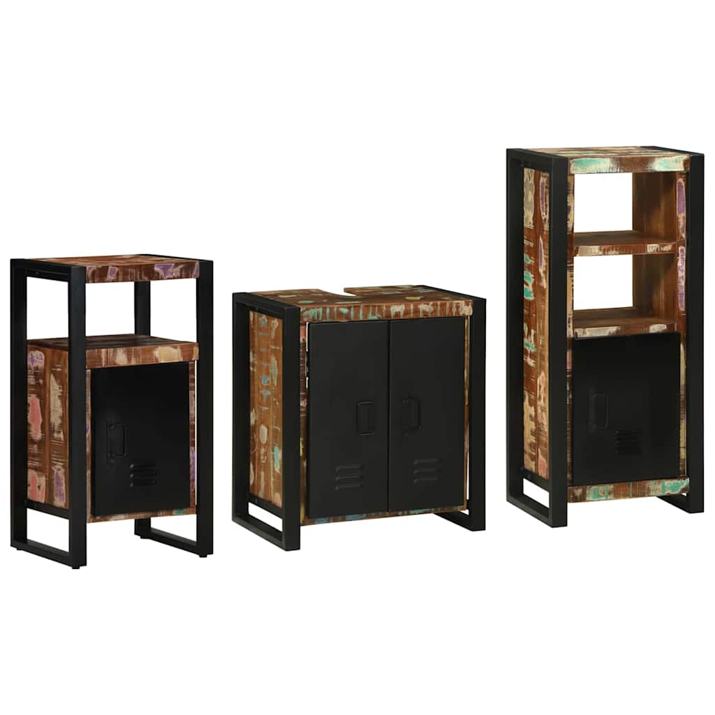 vidaXL Bathroom Furniture Set with Drawer 3 pcs Solid Reclaim Wood