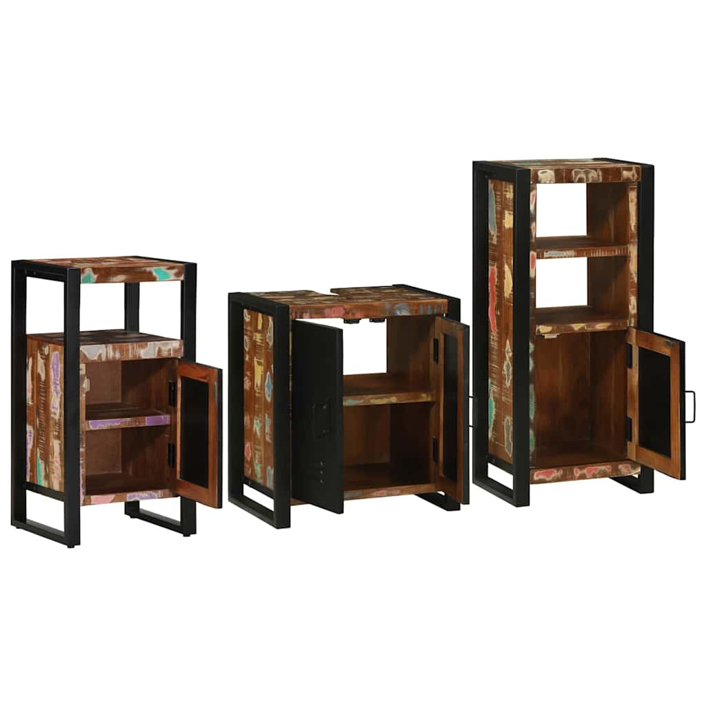 vidaXL Bathroom Furniture Set with Drawer 3 pcs Solid Reclaim Wood