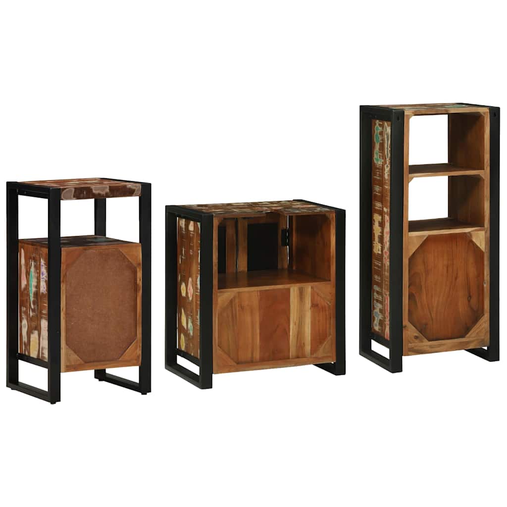 vidaXL Bathroom Furniture Set with Drawer 3 pcs Solid Reclaim Wood