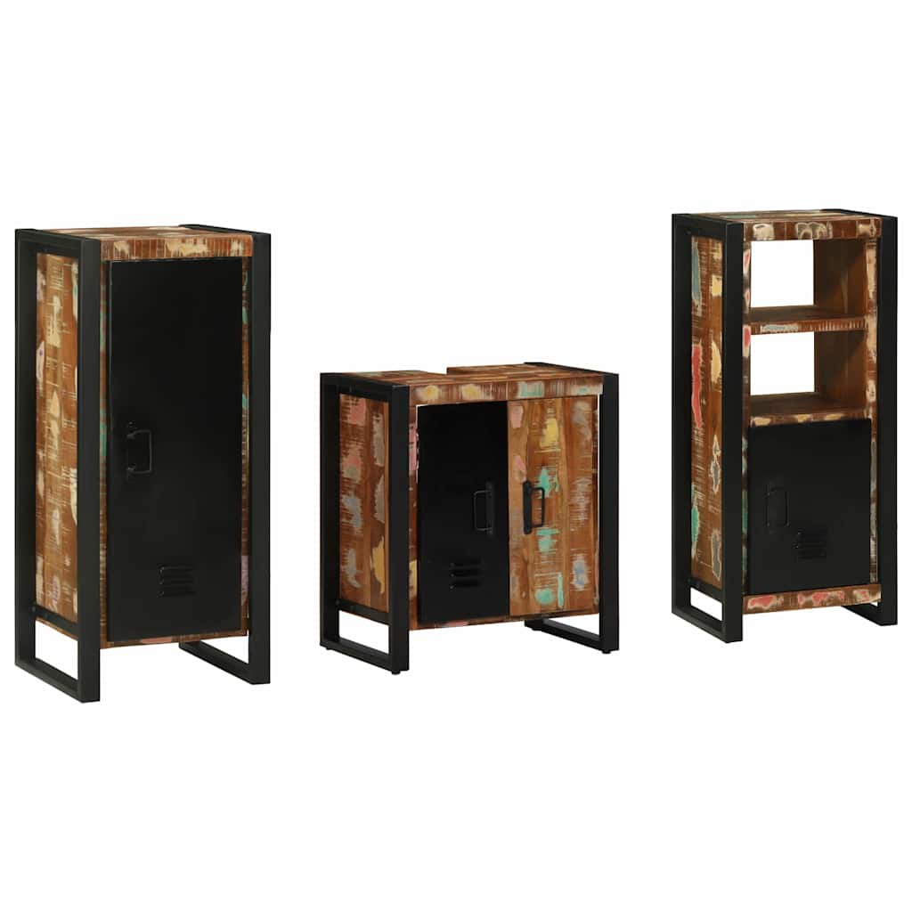 vidaXL Bathroom Furniture Set with Drawer 3 pcs Solid Reclaim Wood