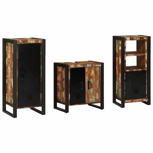 vidaXL Bathroom Furniture Set with Drawer 3 pcs Solid Reclaim Wood