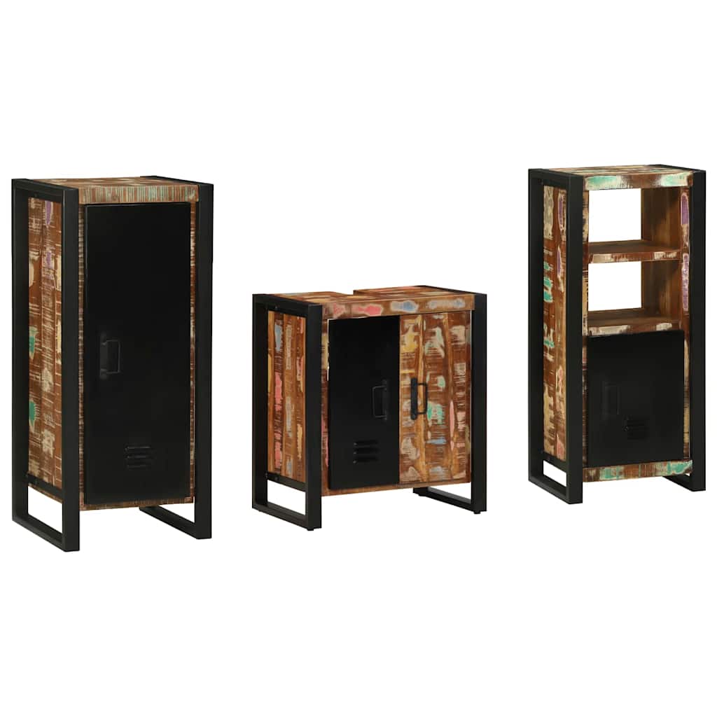 vidaXL Bathroom Furniture Set with Drawer 3 pcs Solid Reclaim Wood