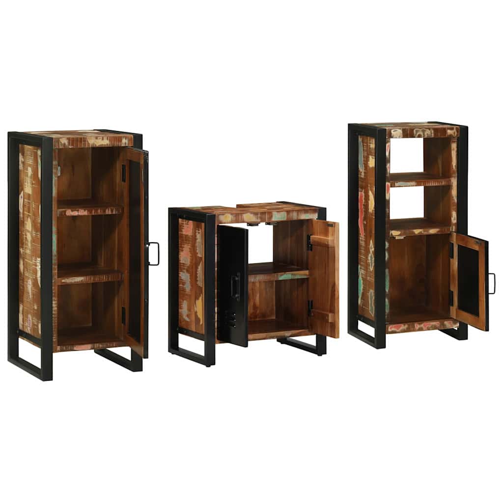 vidaXL Bathroom Furniture Set with Drawer 3 pcs Solid Reclaim Wood