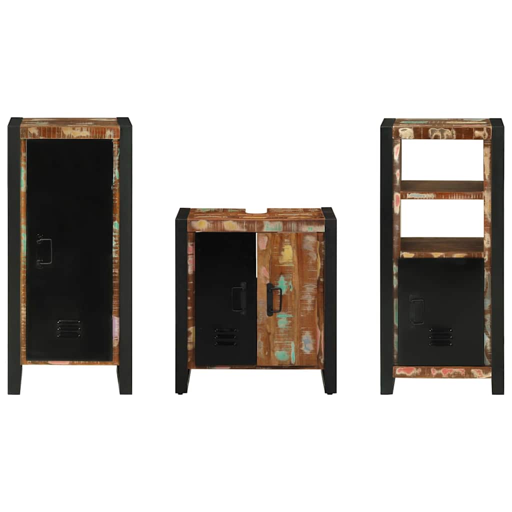 vidaXL Bathroom Furniture Set with Drawer 3 pcs Solid Reclaim Wood