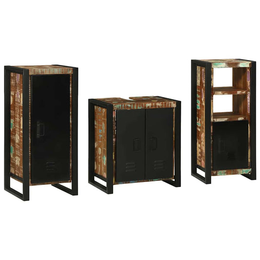vidaXL Bathroom Furniture Set with Drawer 3 pcs Solid Reclaim Wood